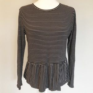 Old Navy | Peplum Striped Long Sleeve Top